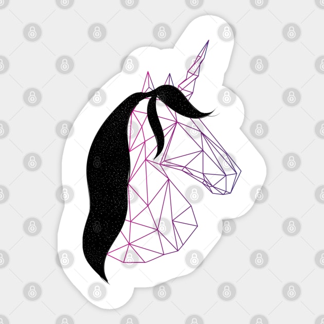 Purple unicorn with beautiful black hair | Mystical Sticker by Art by Ergate